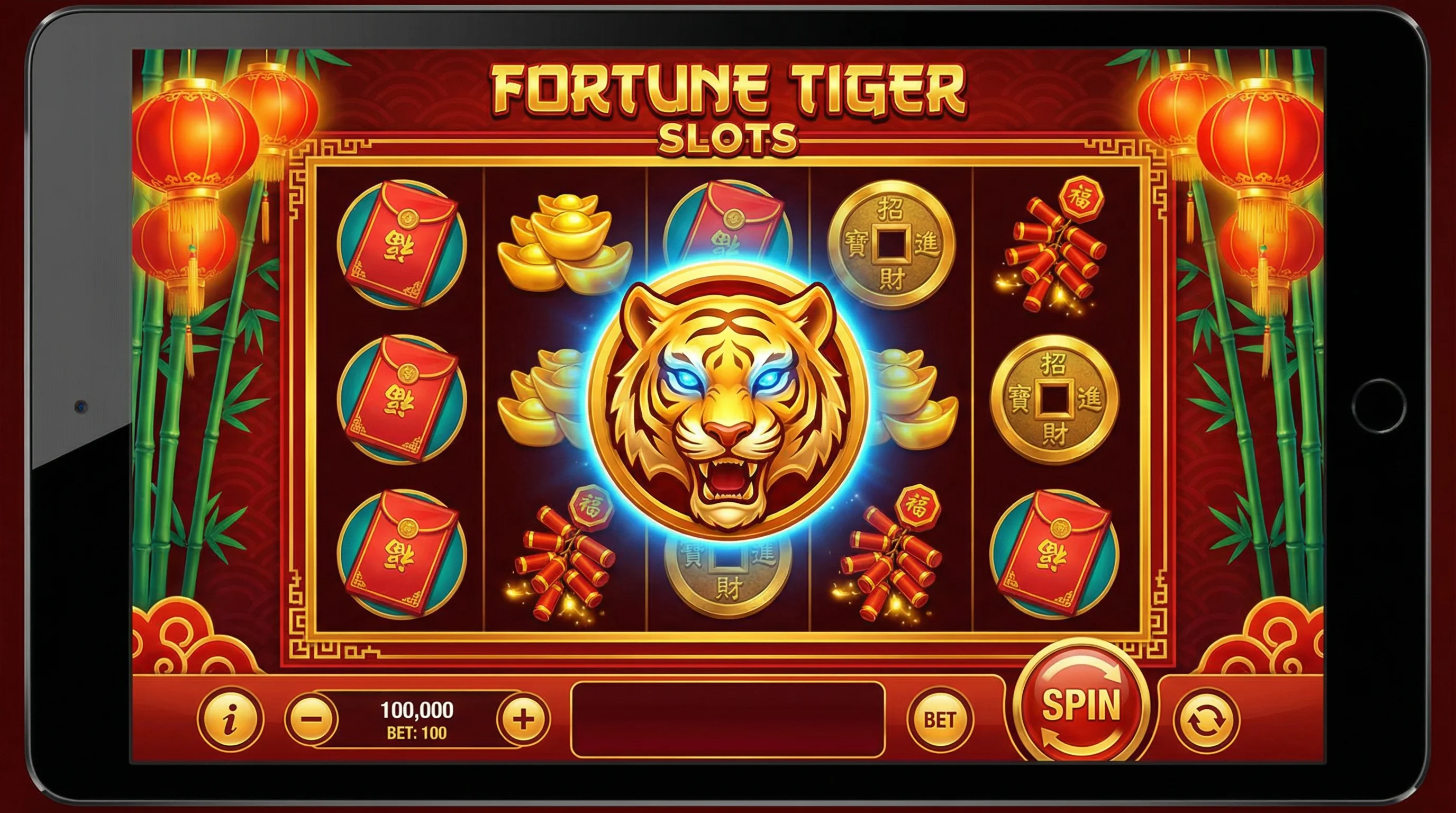 Tragamonedas Fortune Tiger con tigre dorado